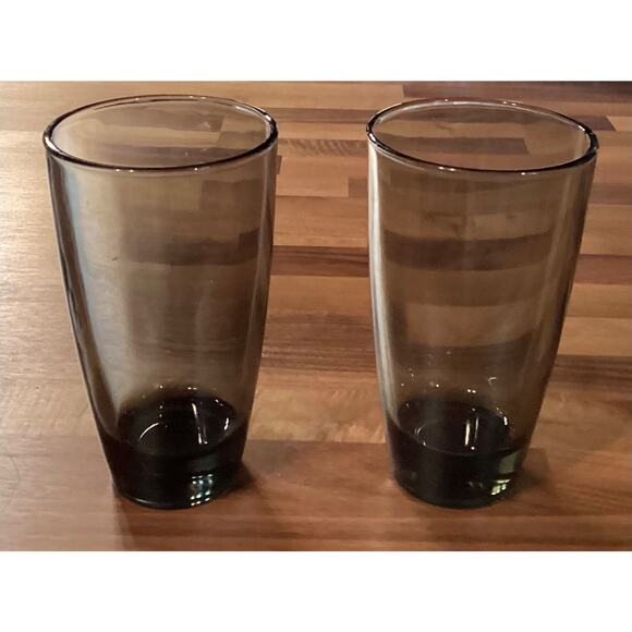 Set of 2 Vintage Libbey Classic Smoke 18 oz Glasses MCM Tumbler Drinkware - Picture 1 of 11